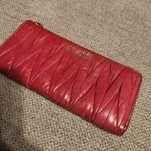 Miu Miu Quilted Red Leather Wallet
